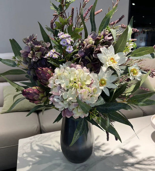 Large Bunch of Flowers Arrangement, Faux Silk Floral Table Centerpiece, Creative Flower Arrangement Ideas for Interior Design, Modern Artificial Floral Arrangement-HomePaintingDecor
