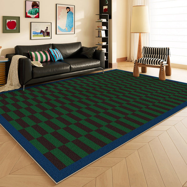 Modern Living Room Rug Ideas, Geometric Contemporary Area Rugs, Green Mid Century Modern Rugs, Colorful Modern Rugs for Dining Room-HomePaintingDecor