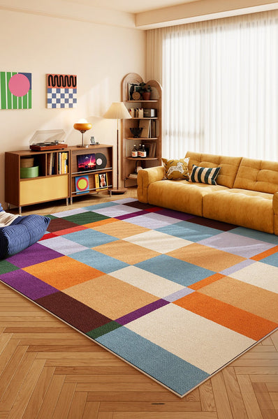 Geometric Contemporary Rugs for Dining Room, Bedroom Floor Rugs, Large Modern Rugs for Living Room, Colorful Modern Rug for Living Room