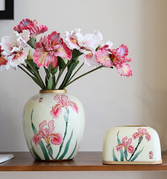 Centerpiece Ceramic Bouquet Vases, Handmade Modern Flower Vase, Large Flower Vases on Dining Table, Porcelain Flower Vases-HomePaintingDecor