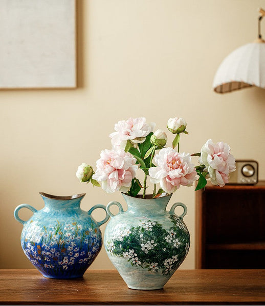 Centerpiece on Dining Table, Handmade Water Holding Flower Vases, Large Flower Vases on Table, Modern Pottery Flower Vases, Pottery Bud Vases-HomePaintingDecor