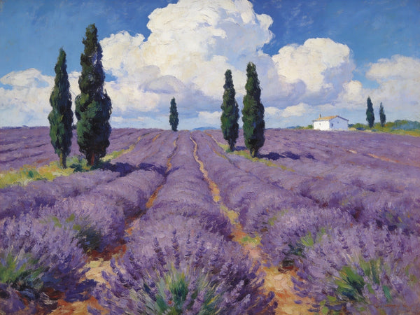 Small Landscape Paintings, Lavender Meadows, Provençal Summer, Original Wall Art Paintings, Original Artwork Small Paintings, On Canvas Small Paintings, Hand Painted Canvas Art-HomePaintingDecor
