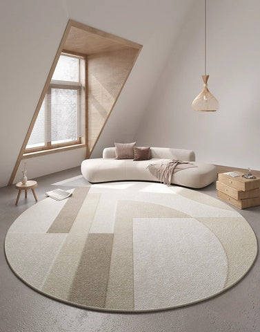 Contemporary Modern Rug Ideas for Living Room, Round Rugs under Coffee Table, Large Modern Round Rugs for Dining Room, Circular Modern Rugs for Bedroom-HomePaintingDecor