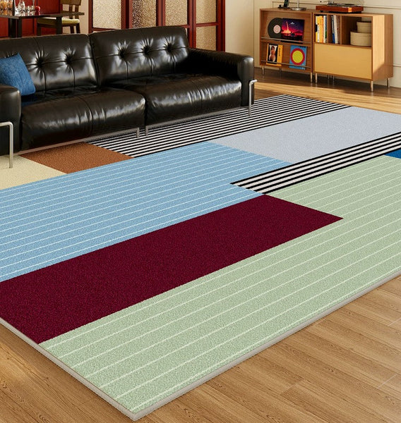 Abstract Contemporary Modern Rugs for Living Room, Geometric Modern Rug Placement Ideas for Living Room, Colorful Modern Rugs for Bedroom-HomePaintingDecor