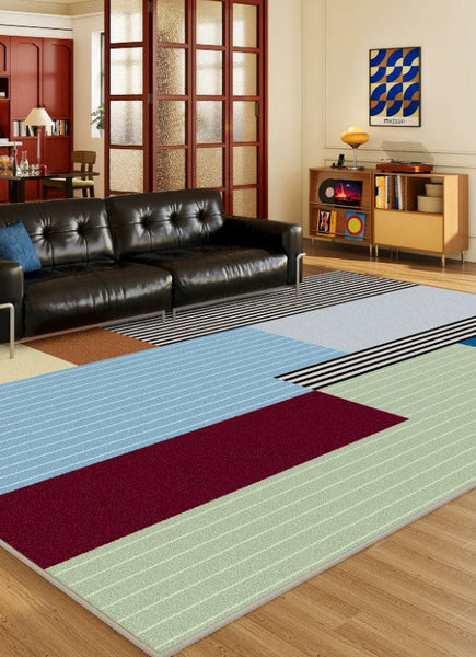Abstract Contemporary Modern Rugs for Living Room, Geometric Modern Rug Placement Ideas for Living Room, Colorful Modern Rugs for Bedroom-HomePaintingDecor