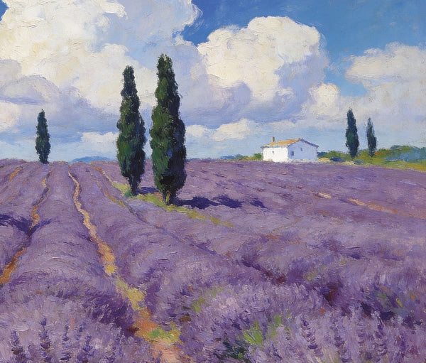 Small Landscape Paintings, Lavender Meadows, Provençal Summer, Original Wall Art Paintings, Original Artwork Small Paintings, On Canvas Small Paintings, Hand Painted Canvas Art-HomePaintingDecor