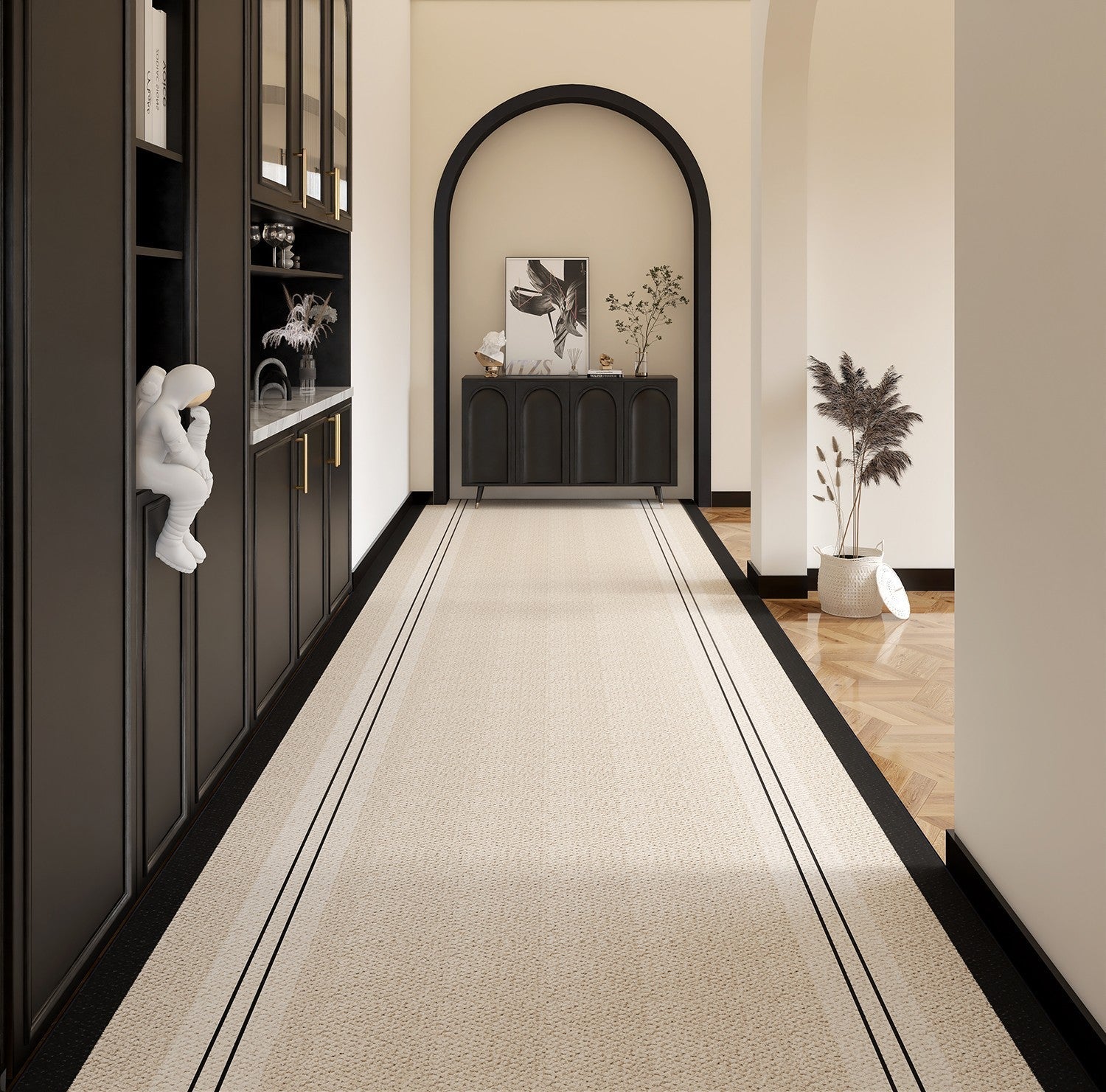 Extra Long Hallway Runners, Stain-resistant Non Slip Runner Rugs, 20 Feet Modern Entryway Runner Rug Ideas, Geometric Modern Long Hallway Runners-HomePaintingDecor