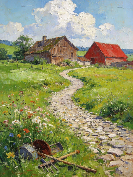 Country Cottages, Landscape Small Paintings, Original Artwork Small Paintings, Heavy Texture Oil Paintings, On Canvas Small Paintings, Hand Painted Wall Art-HomePaintingDecor