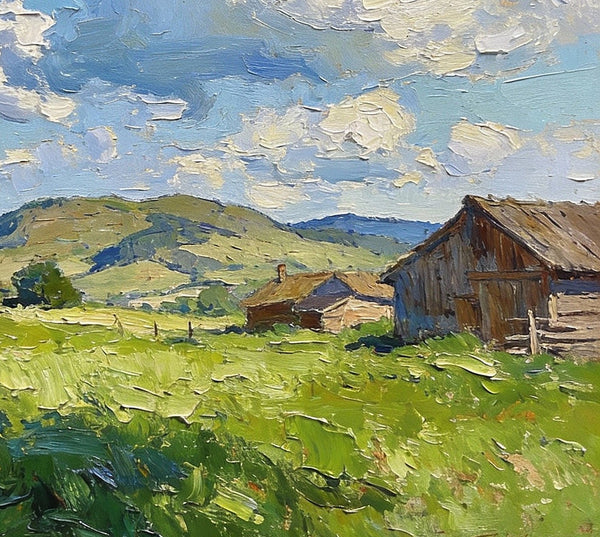 Original Small Paintings, Summer Landscape, Trees, Grass and Cloud Shadows, Landscape Artwork Canvas Paintings, Small Oil Paintings, Small Wall Paintings-HomePaintingDecor