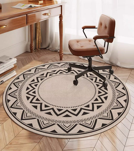 Modern Round Rugs for Bedroom, Circular Modern Rugs under Dining Room Table, Contemporary Round Rugs, Geometric Modern Rug Ideas for Living Room-HomePaintingDecor
