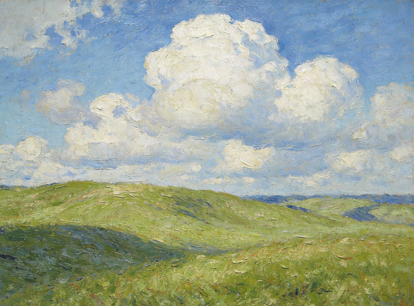 Small Wall Paintings, Grassland Under a Blue and White Sky, Landscape Canvas Paintings, On Canvas Small Paintings, Hand Painted Canvas Art, Original Artwork Landscape Paintings-HomePaintingDecor