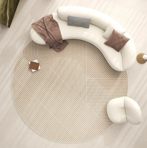 Modern Rugs for Dining Room, Circular Modern Rugs for Bedroom, Contemporary Round Rugs, Geometric Modern Rug Ideas for Living Room-HomePaintingDecor