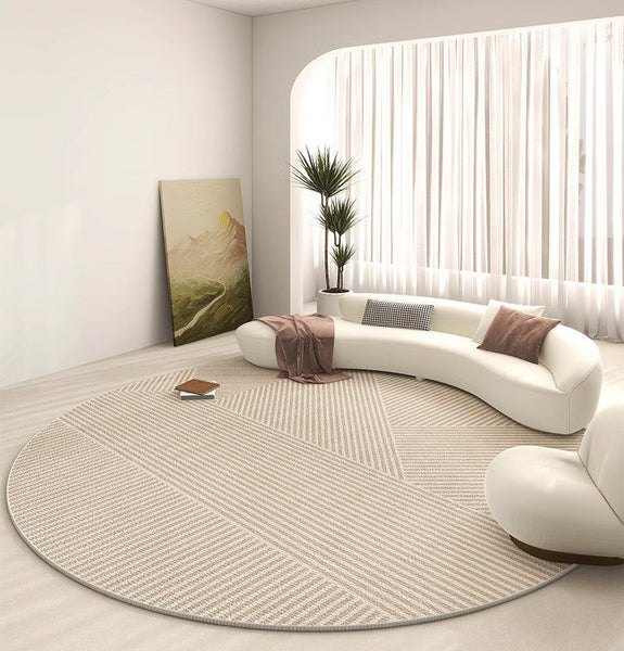 Modern Rugs for Dining Room, Circular Modern Rugs for Bedroom, Contemporary Round Rugs, Geometric Modern Rug Ideas for Living Room-HomePaintingDecor