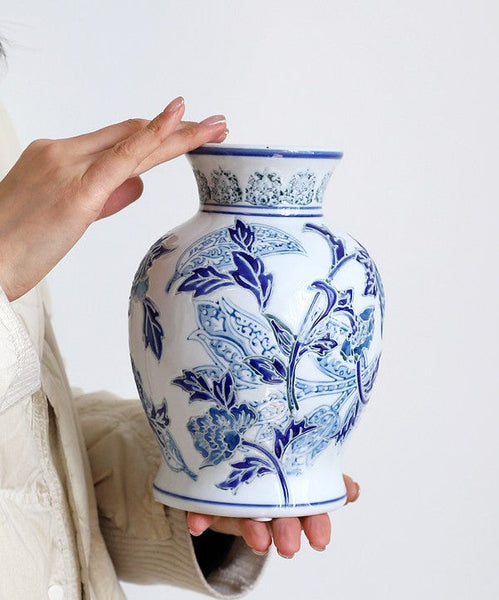 Porcelain Flower Vases, Centerpiece Ceramic Bouquet Vases, Handmade Flower Vase, Vintage Flower Vases on Dining Table-HomePaintingDecor