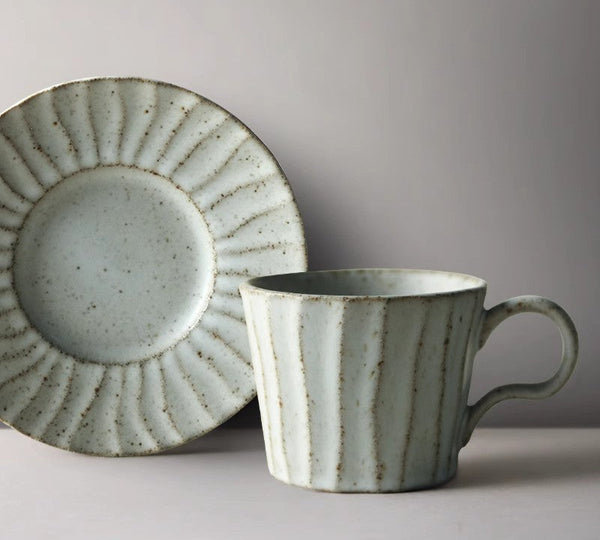 Handmade Pottery Coffee Cup, Creative Ceramic Coffee Cup with Saucer, Unique Tea Cup and Saucer, Modern Tea Cup Set for Traditional Afternoon Tea-HomePaintingDecor