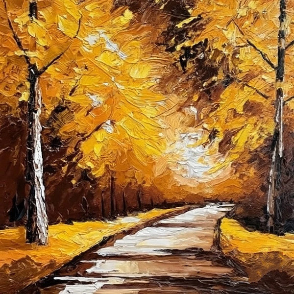Heavy Texture Canvas Art, Small Palette Knife Oil Paintings, Easy Landscape Painting Ideas, Simple Small Canvas Paintings, Autumn Forest Tree Painting, Small Landscape Painting-HomePaintingDecor