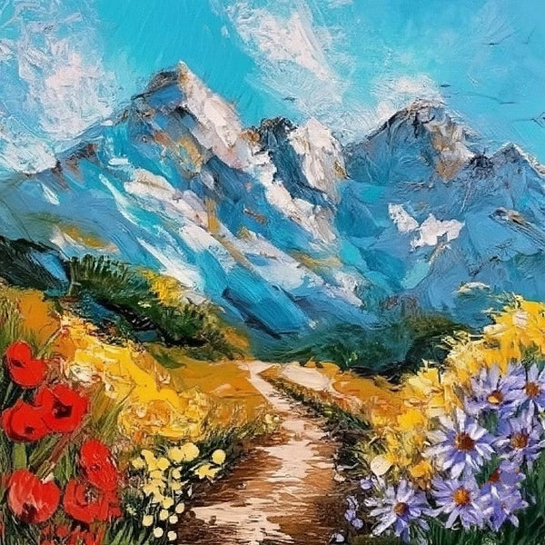 Original Small Landscape Paintings, Heavy Texture Canvas Art, Mountain Landscape Painting, Small Canvas Paintings, Easy Landscape Painting Ideas, Simple Small Canvas Paintings-HomePaintingDecor