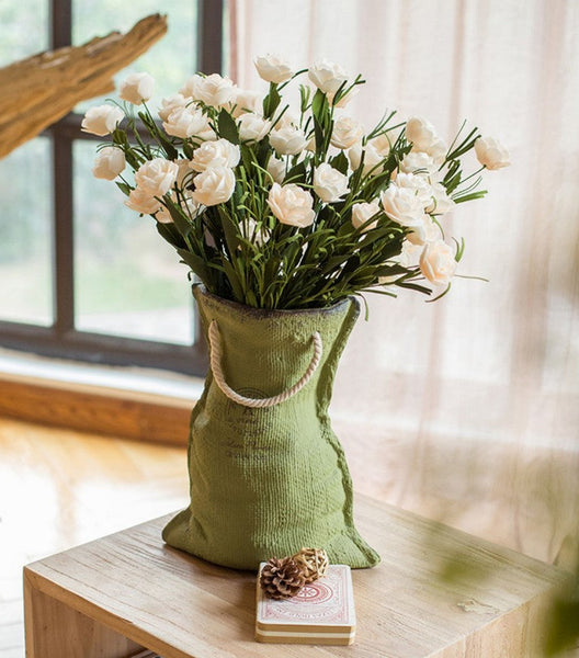 Flower Arrangement Ideas for Living Room, White Camellia Flowers, Modern Artificial Flowers for Home Decoration, Simple Artificial Floral for Bedroom-HomePaintingDecor