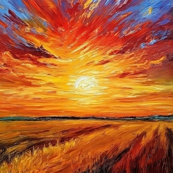 Simple Small Canvas Paintings, Sunset Landscape Painting, Original Small Landscape Paintings, Heavy Texture Acrylic Artwork, Easy Landscape Painting Ideas for Home Decor-HomePaintingDecor