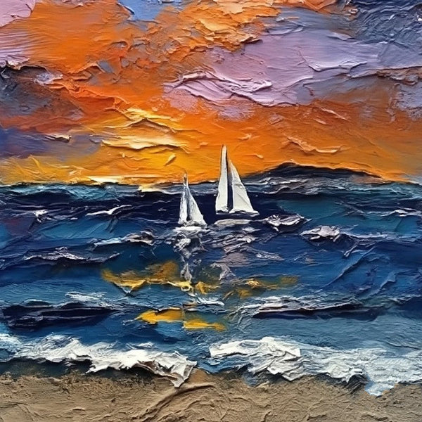 Simple Small Canvas Paintings, Sail Boat at Sea Painting, Hand Painted Canvas Art, Easy Seascape Painting Ideas, Small Landscape Painting-HomePaintingDecor
