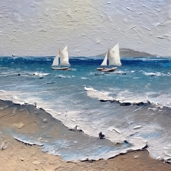 Hand Painted Canvas Art, Simple Small Canvas Paintings, Sail Boat at Sea Painting, Easy Seascape Painting Ideas, Small Landscape Painting-HomePaintingDecor