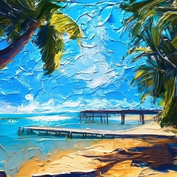 Texture Canvas Art, Florida Seashore Beach Painting, Original Small Landscape Paintings, Heavy Small Palette Knife Oil Paintings, Easy Landscape Painting Ideas, Simple Small Canvas Paintings-HomePaintingDecor