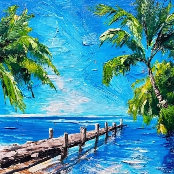 Original Small Landscape Paintings, Heavy Texture Canvas Art, Florida Seashore Beach Painting, Small Palette Knife Oil Paintings, Easy Landscape Painting Ideas, Simple Small Canvas Paintings-HomePaintingDecor