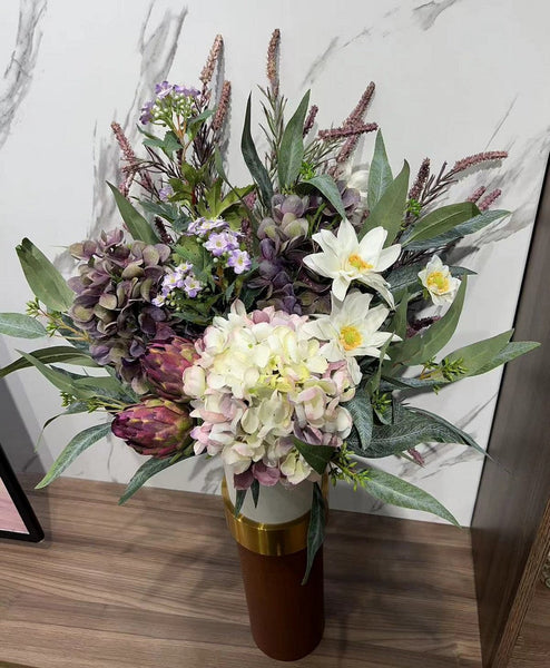 Large Bunch of Flowers Arrangement, Faux Silk Floral Table Centerpiece, Creative Flower Arrangement Ideas for Interior Design, Modern Artificial Floral Arrangement-HomePaintingDecor