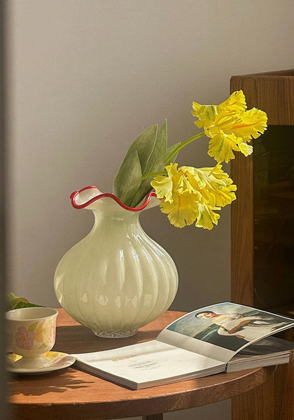 French Vintage Glass Flower Vases, Glass Bud Vases, Flower Vases on Table, Handmade Water Holding Flower Vases-HomePaintingDecor