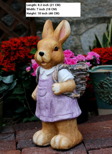 Garden Animal Statues, Large Garden Statues, Large Rabbit Statue for Garden, Bunny Flower Pot, Garden Ornament, Gardening Decoration Ideas-HomePaintingDecor