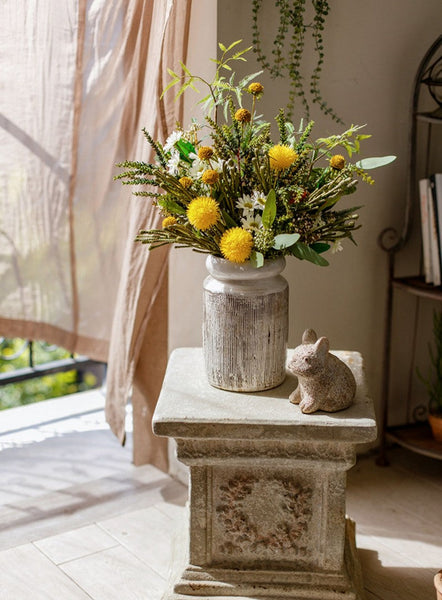 Beautiful Modern Artificial Flowers for Dining Room Table, Dandelion, Wheat Branch, Eucalyptus Globulus, Unique Flower Arrangement for Home Decoration-HomePaintingDecor