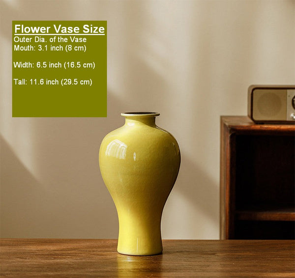 Handmade Water Holding Flower Vase, Yellow Flower Vases on Table, Ceramic Bud Vases, Porcelain Flower Vases-HomePaintingDecor