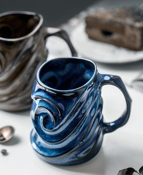 Stoneware Coffee Mugs, White Ceramic Coffee Mug, Large Capacity Coffee Cups, Birthday Gifts, Handmade Pottery Coffee Mug-HomePaintingDecor