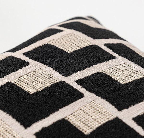 Black Chequer Modern Sofa Throw Pillows, Abstract Contemporary Throw Pillow for Living Room, Large Decorative Throw Pillows for Couch