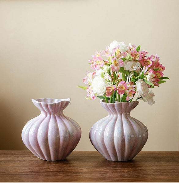 Handmade Water Holding Flower Vases, Modern Flower Vase Centerpiece on Table, Porcelain Flower Vases, Ceramic Bouquet Vases-HomePaintingDecor