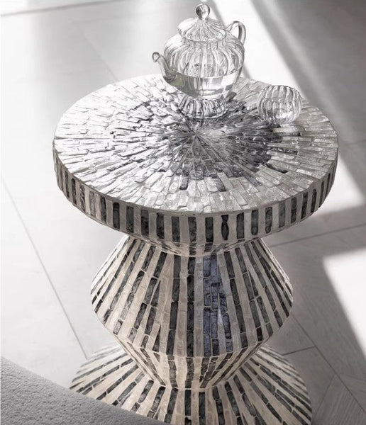 Bedside Small Side Table, Portable Casual Side Table, Shell Small Sofa Side Table, Contemporary Round Side Table, Creative Coffee Table-HomePaintingDecor