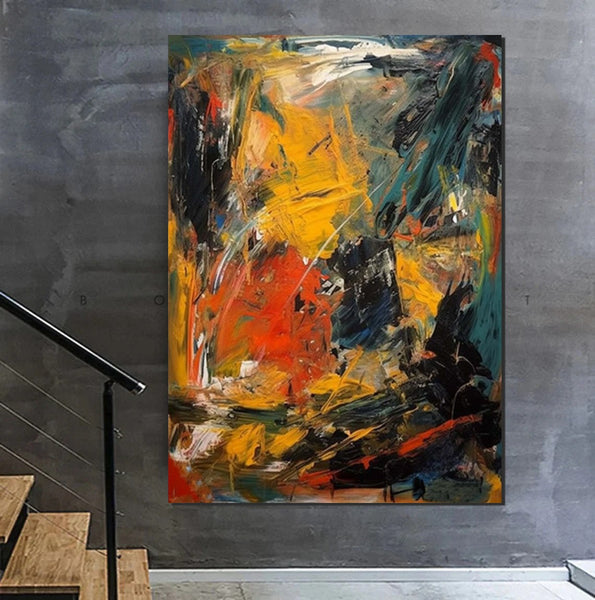 Acrylic Paintings on Canvas, Heavy Texture Painting, Buy Paintings Online, Large Paintings Behind Sofa, Large Painting for Living Room-HomePaintingDecor
