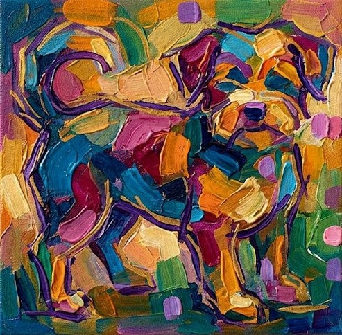 Original Acrylic Paintings, Small Art on Canvas, Abstract Pet Portrait Painting, Hand Painted Canvas Art, Abstract Terrier Dog Portrait, Impasto Artwork, Heavy Texture Painting