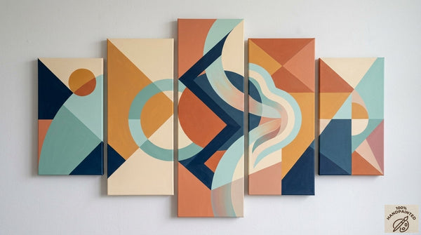 Geometric Modern Art, Colorful Abstract Paintings, Hand Painted Acrylic Art, Contemporary Canvas Paintings-HomePaintingDecor