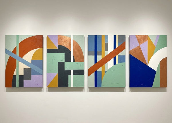 Modern Wall Art for Living Room, Multi Panel Canvas Paintings, Abstract Geometric Art-HomePaintingDecor