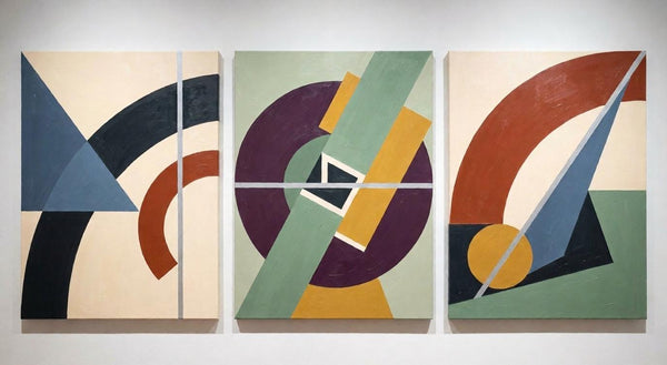 Abstract Geometric Art, Modern Paintings for Mid Century Living Room, Multi Panel Canvas Paintings