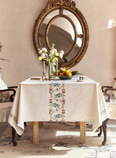 Spring Flower Table Covers for Round Table, Large Modern Rectangle Tablecloth for Dining Table, Farmhouse Table Cloth for Oval Table, Square Tablecloth for Kitchen-HomePaintingDecor