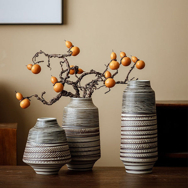 Modern Bouquet Flower Vases, Centerpiece on Dining Table, Handmade Pottery Flower Vases Urn, Water Holding Flower Vases, Large Flower Vase on Table-HomePaintingDecor