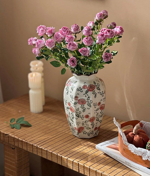 Ceramic Bouquet Vases, Tall Flower Vases on Table, Rustic Porcelain Flower Vases, Handmade Water Holding Flower Vases-HomePaintingDecor