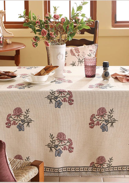 Rectangle Tablecloth for Dining Table, Beautiful Large Modern Tablecloth, Spring Flower Rustic Table Cover, Square Linen Tablecloth for Coffee Table-HomePaintingDecor