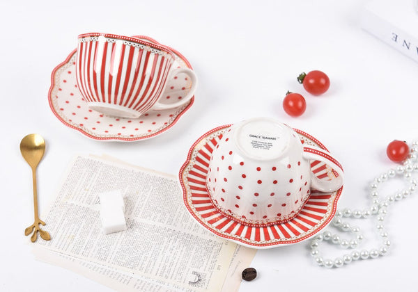 Elegant Modern Ceramic Coffee Cups, Creative Porcelain Tea Cup Saucer Set, Unique Porcelain Cup and Saucer, Afternoon British Tea Cups-HomePaintingDecor