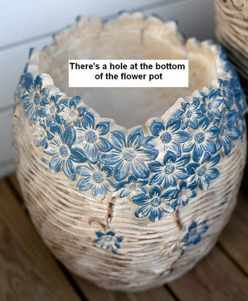 Extra Large Garden Flower Planters, Oversized Garden Flower Pot, Garden Ornaments, Large Resin Gardern Flower Planter, Modern Outdoor Garden Flower Pots-HomePaintingDecor