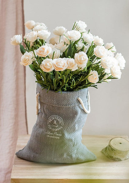 Flower Arrangement Ideas for Living Room, White Camellia Flowers, Modern Artificial Flowers for Home Decoration, Simple Artificial Floral for Bedroom-HomePaintingDecor