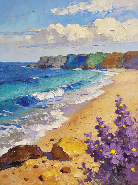 Original Small Paintings on Canvas, Seashore Beach, Small Landscape Paintings, Small Paintings on Canvas, Hand Painted Canvas Art, Palette Knife Impasto Paintings-HomePaintingDecor