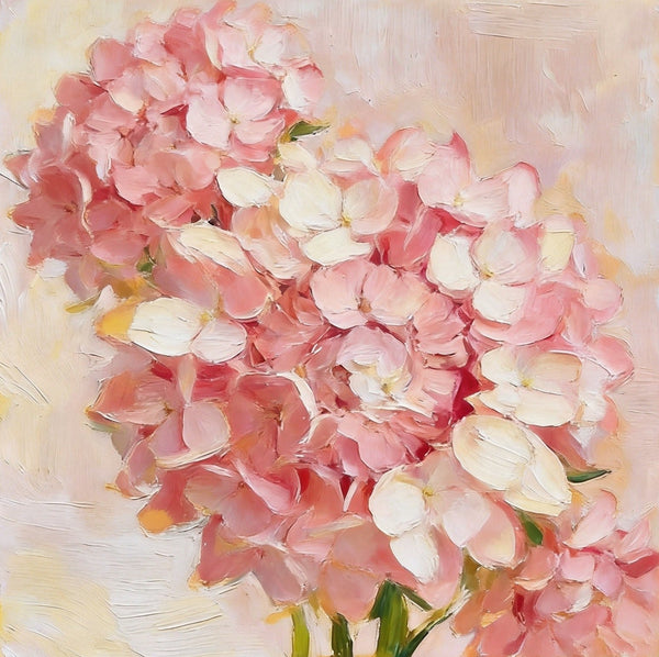 Small Canvas Artwork, Pink Hydrangeas in Full Bloom, Hand Painted Canvas Art, Still Life Painting, Original Flower Paintings, Buy Small Artwork Online-HomePaintingDecor